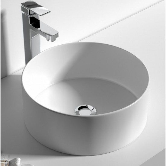 400*400*150mm Bathroom Round Above Counter White Ceramic Wash Basin